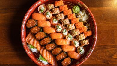 sushi order topped with salmon nyt